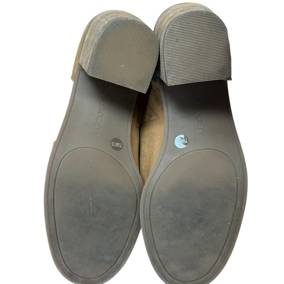 Sole Society Ralimia stacked heel leather slip on shoes in Topanga Tan 7.5 - Picture 8 of 11